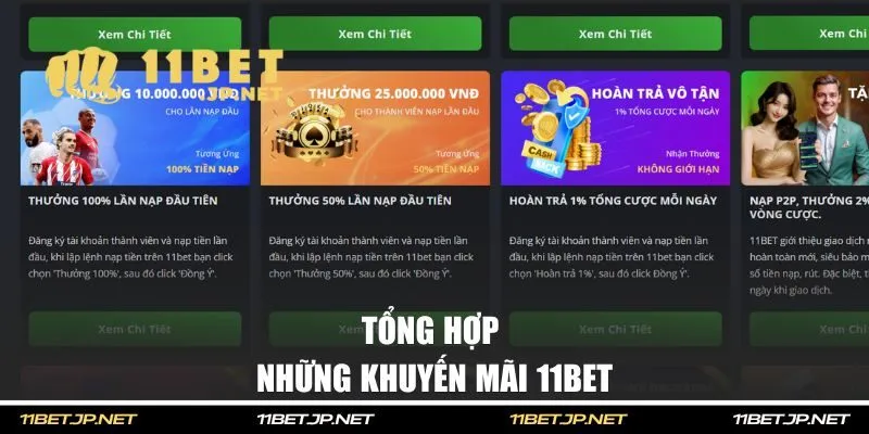 Tổng hợp những chương trình khuyến mãi 11BET